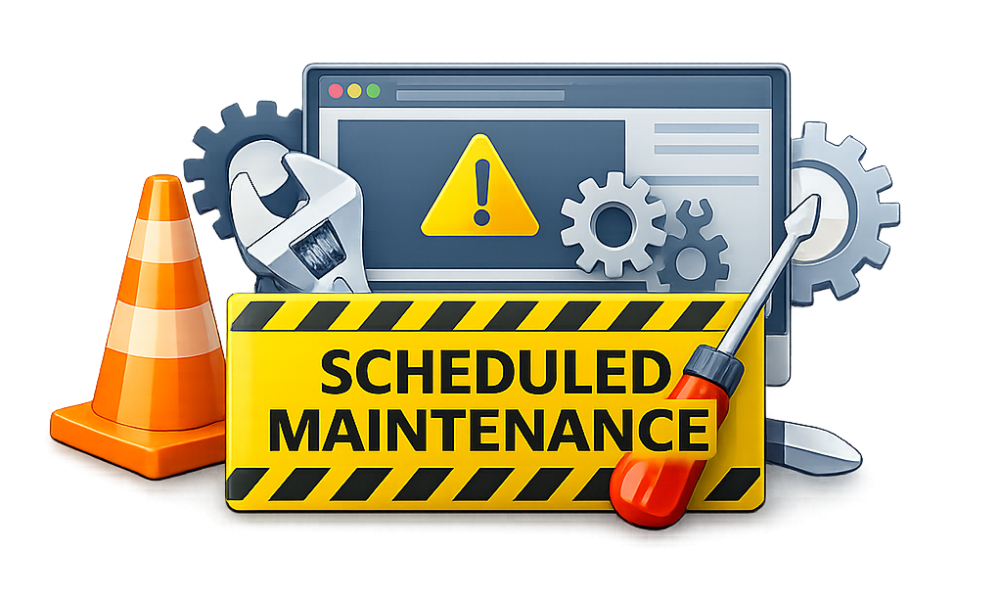 Scheduled maintenance notice for the online shop.